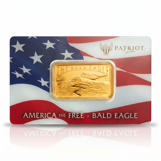 Bald Eagle Bar — gold-plated bar with eagle in full flight, America the Free series